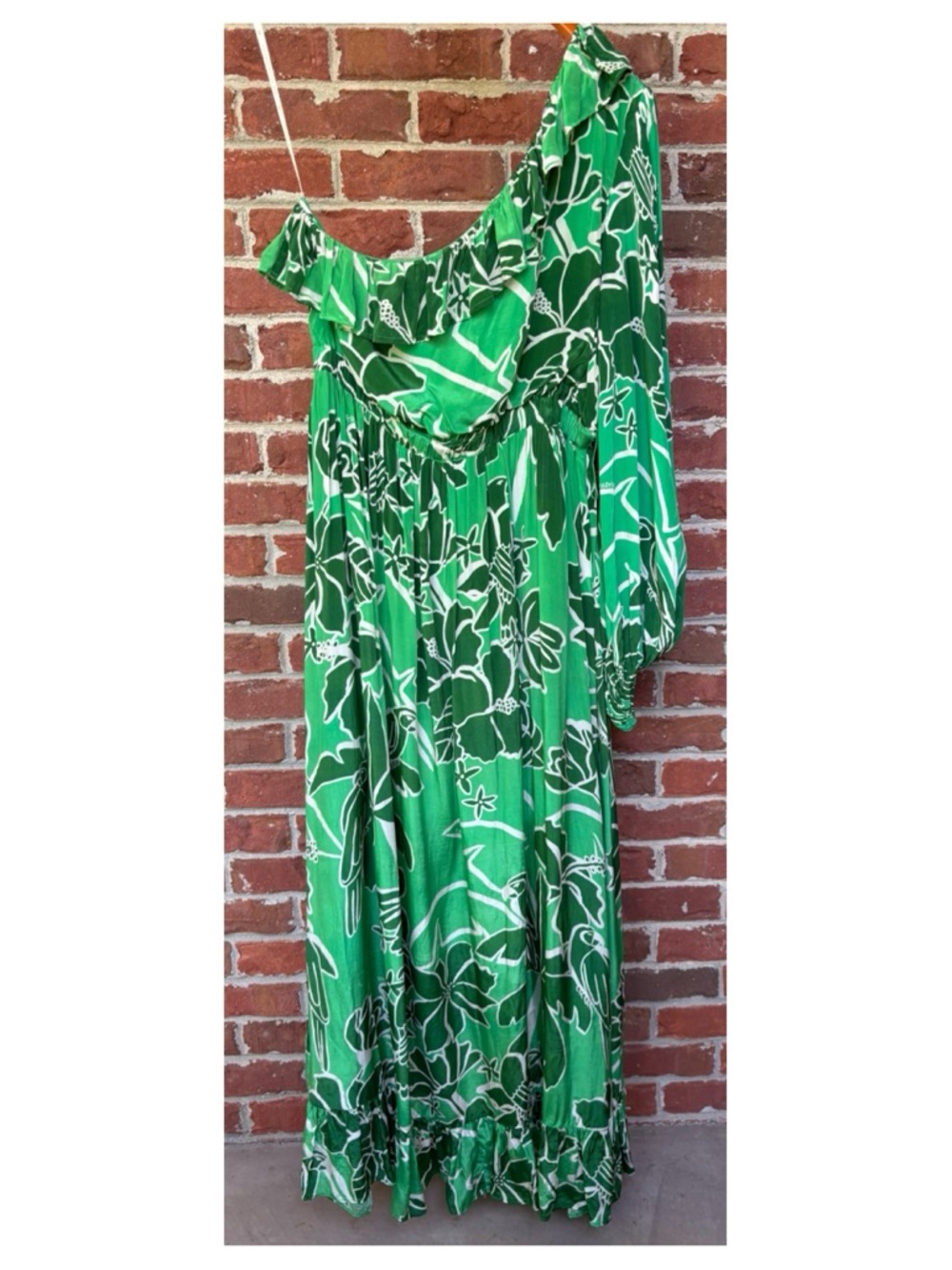 NWOT Anthropologie Farm Rio Printed One Shoulder Ruffle Dress in Living Nature M - Picture 11 of 16